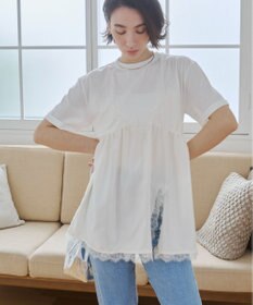 WEGO 【ANGIE VINTAGE】サテンレースドッキングレイヤードトップス
