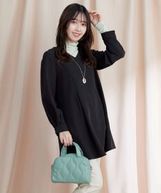 Tiaclasse 【ダブルストレッチ・洗える】バックベルトチュニックブラウス