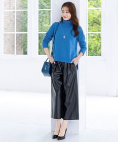 Tiaclasse L 【洗える】もっちり柔らかいリブタートルプルオーバーニット