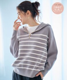 ANY 【洗濯機可】しあわせタッチハーフジップフーディー