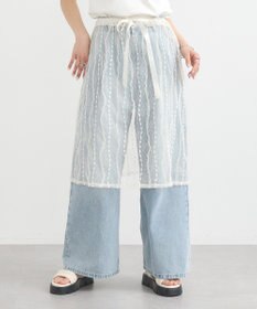 earth music&ecology ストライプレースレイヤードスカート