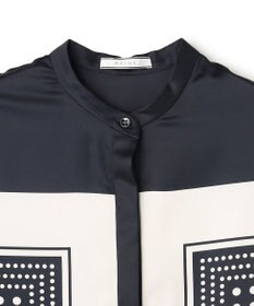 BEIGE， GADE / モノトーンドット柄バンドカラーブラウス