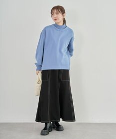 Green Parks 配色リブニットドッキング裏起毛プルオーバ