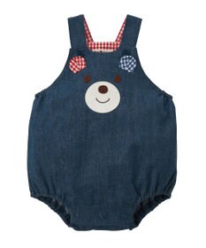 MIKI HOUSE HOT BISCUITS 【70-90cm】 顔ドン　デニムロンパース