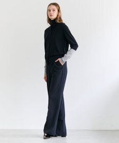 BEIGE， CHLOR / ウールシルク配色クルーネックカーディガン