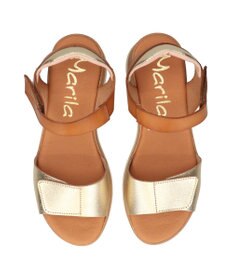 INTER-CHAUSSURES 【Marila】異素材コンビウエッジサンダル