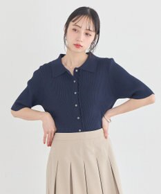 earth music&ecology ミニフリルポロカーディガン