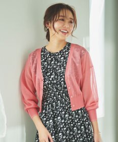 Feroux 【洗える】Vネックシアー カーデ