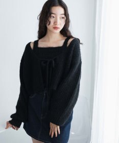 WEGO アンサンブルニットリボンカーデ