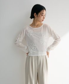 Green Parks ・ＥＬＥＮＣＡＲＥ　ＤＵＥ　コード刺繍シアーロンＴ