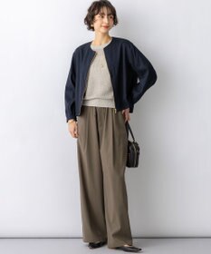 23区 リネンレーヨンストレッチ ノーカラー ブルゾン