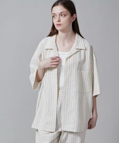 WEGO 【ユニセックス着用アイテム/手洗い可/SETUP可】リネンレーヨンオープンカラーシャツ（S）