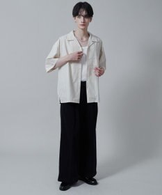 WEGO 【ユニセックス着用アイテム/手洗い可/SETUP可】リネンレーヨンオープンカラーシャツ（S）