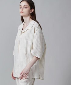 WEGO 【ユニセックス着用アイテム/手洗い可/SETUP可】リネンレーヨンオープンカラーシャツ（S）