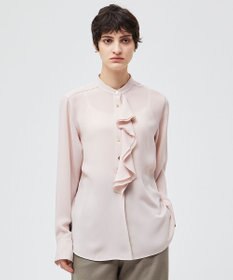 BEIGE， 【洗える】STOW / バンドカラーフリルブラウス