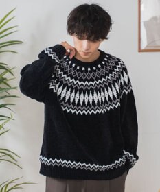 WEGO ベロアモール総柄ラグランプルオーバー