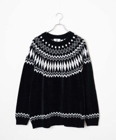 WEGO ベロアモール総柄ラグランプルオーバー