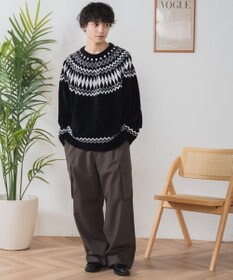 WEGO ベロアモール総柄ラグランプルオーバー