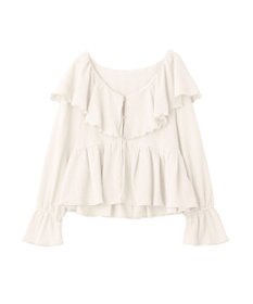 earth music&ecology 【予約】ラッフルカラーカットブラウス