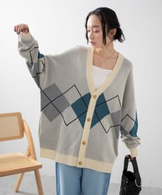 WEGO 【ユニセックス着用ITEM】オーバーフィットドライタッチパターンカーディガン