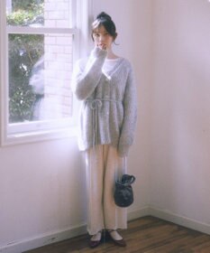 earth music&ecology 【ベルト付き】ＭＩＸカラーブークレカーディガン