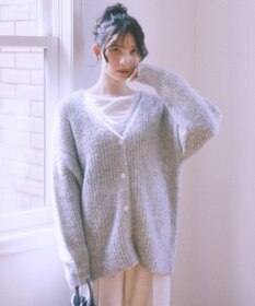 earth music&ecology 【ベルト付き】ＭＩＸカラーブークレカーディガン