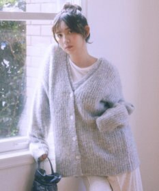 earth music&ecology 【ベルト付き】ＭＩＸカラーブークレカーディガン