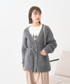 earth music&ecology 【ベルト付き】ＭＩＸカラーブークレカーディガン