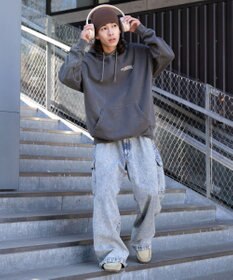 WEGO ピグメントグラフィックプルパーカー