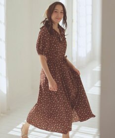 Feroux カシュクールデザイン 小花プリントワンピース