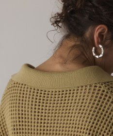GRACE CONTINENTAL メッシュVネックニットトップ