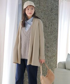 Tiaclasse 【洗える】リブ編み着流しカーディガン