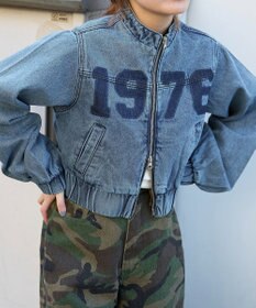 WEGO デニムショートバイカーブルゾン