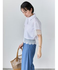 Te chichi レースヘムクロップトシャツ