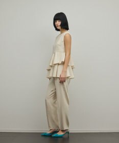 GRACE CONTINENTAL トリアセ麻調ペプラムブラウス
