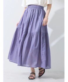 earth music&ecology コットンボイルランダム切替フレアスカート