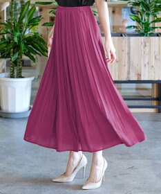 Tiaclasse L 【洗える/ウエストゴム】 ジョーゼットプリーツスカート