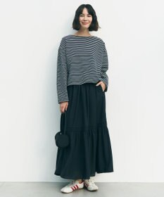 UNFILO ドライタッチリブ バックZIP ボーダートップス