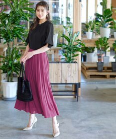 Tiaclasse L 【洗える/ウエストゴム】 ジョーゼットプリーツスカート