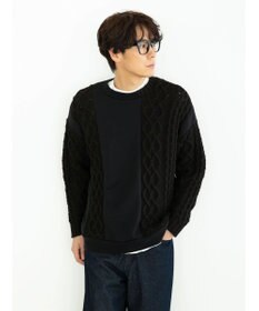 CRAFT STANDARD BOUTIQUE ケーブルニット切り替え裏起毛スウェット