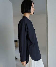 UNFILO ウールライク バンドカラーシャツ