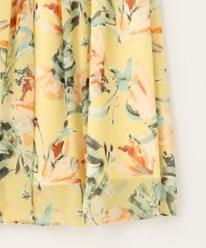 自由区 【ウエストゴム・洗える】ペイントフラワープリント スカート