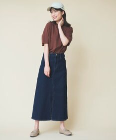 ANY 【洗濯機可能/ストレッチ】フロントスリットデニムスカート