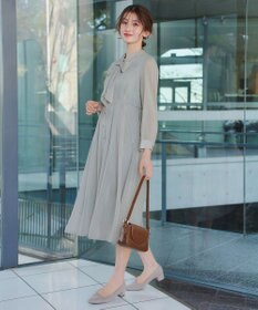 Tiaclasse L 【2WAY取り外しリボン付き】リボンタイラメシフォンワンピース