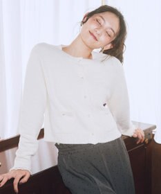 earth music&ecology 【イージーケア】パウダーシャギークルーネックカーディガン