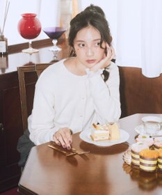 earth music&ecology 【イージーケア】パウダーシャギークルーネックカーディガン