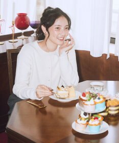 earth music&ecology 【イージーケア】パウダーシャギークルーネックカーディガン