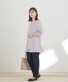 Tiaclasse 【ストレッチジョーゼット】スリットテーパードパンツ