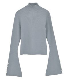 Green Parks ・ｓｗｉｎｇ　ｂｙ　袖パールボタンフレアリブニット