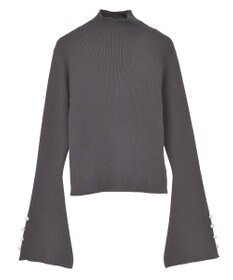 Green Parks ・ｓｗｉｎｇ　ｂｙ　袖パールボタンフレアリブニット